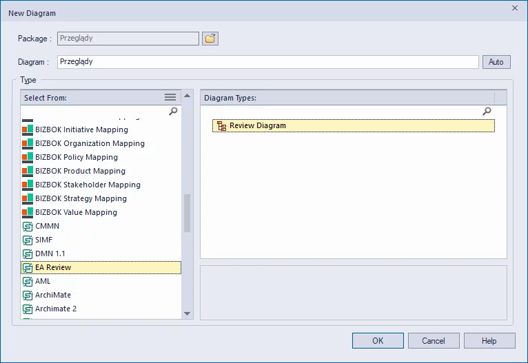 Tworzenie diagramu przeglądu - Review Diagram